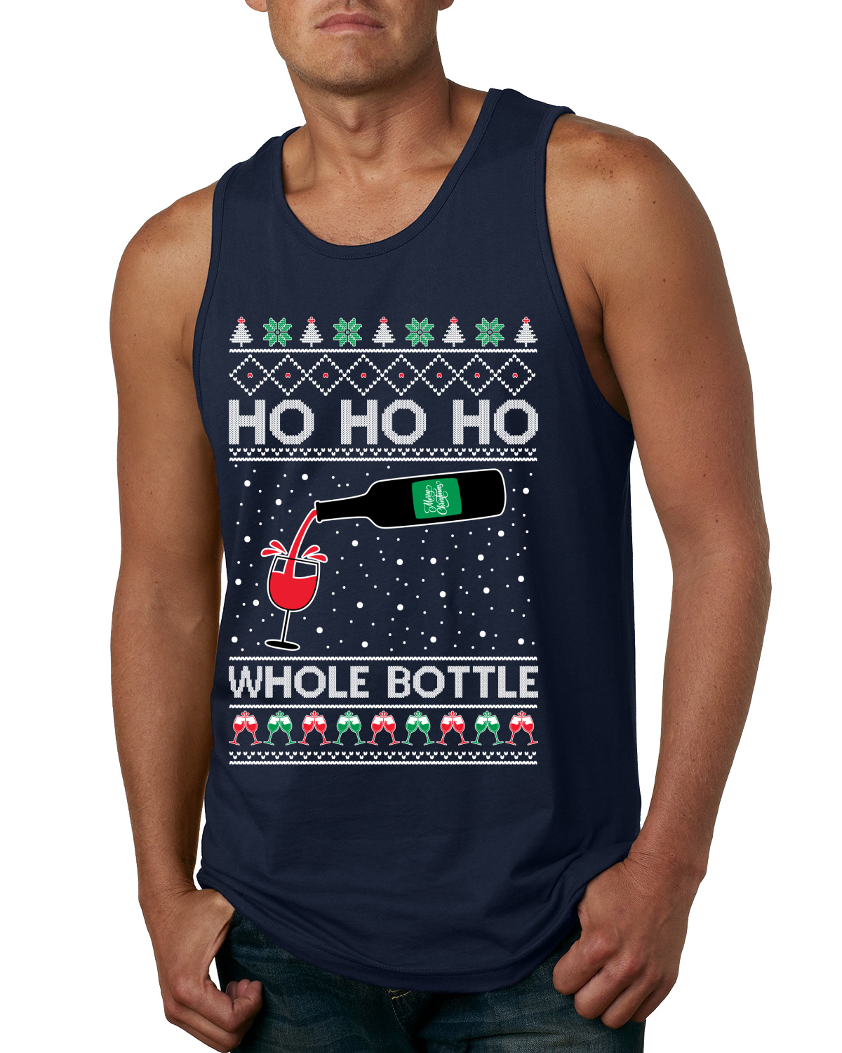 Camiseta sin mangas Ho Ho Ho botella entera Wine Spirits para hombre - Imagen 6 de 9