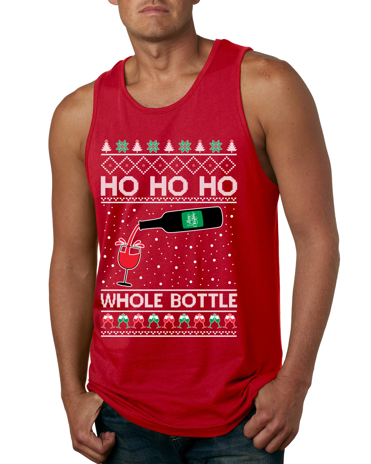 Camiseta sin mangas Ho Ho Ho botella entera Wine Spirits para hombre - Imagen 7 de 9