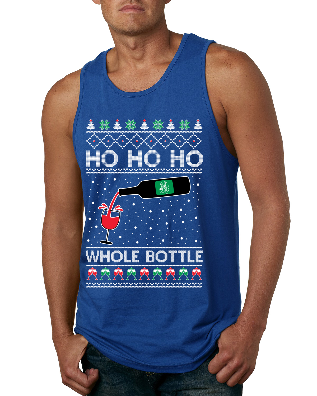 Camiseta sin mangas Ho Ho Ho botella entera Wine Spirits para hombre - Imagen 8 de 9