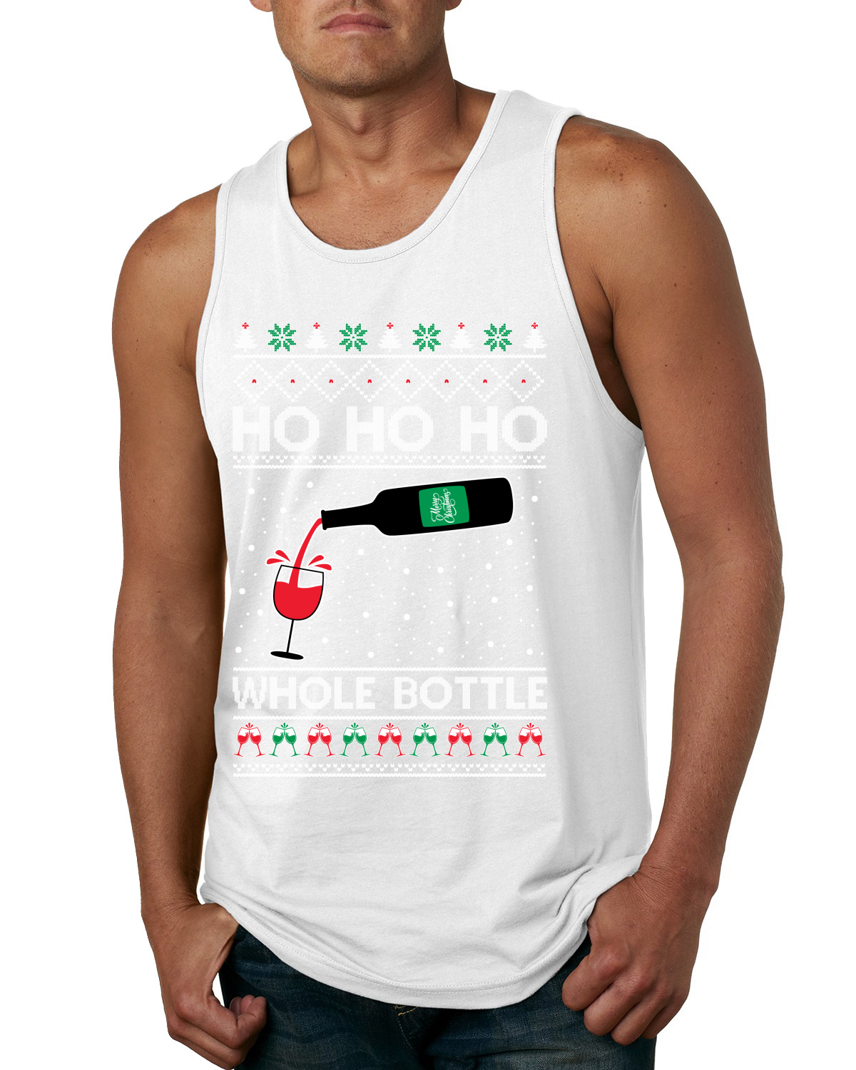 Camiseta sin mangas Ho Ho Ho botella entera Wine Spirits para hombre - Imagen 9 de 9