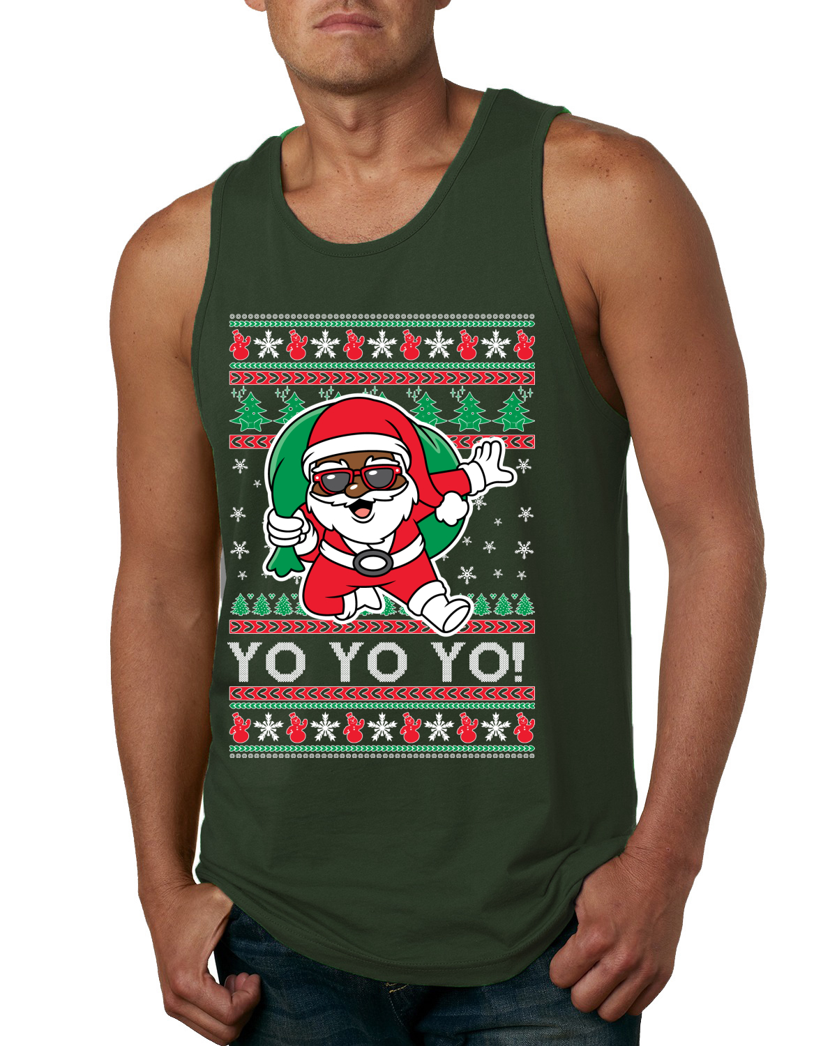 Camiseta sin mangas Yo Yo Yo Yo Yo Yo Yo Yo Black Santa para hombre - Imagen 4 de 9