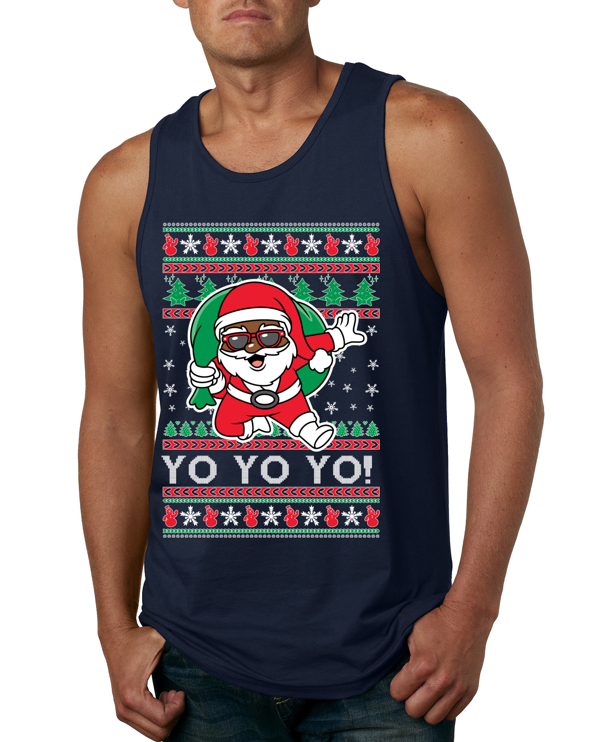 Camiseta sin mangas Yo Yo Yo Yo Yo Yo Yo Yo Black Santa para hombre - Imagen 6 de 9