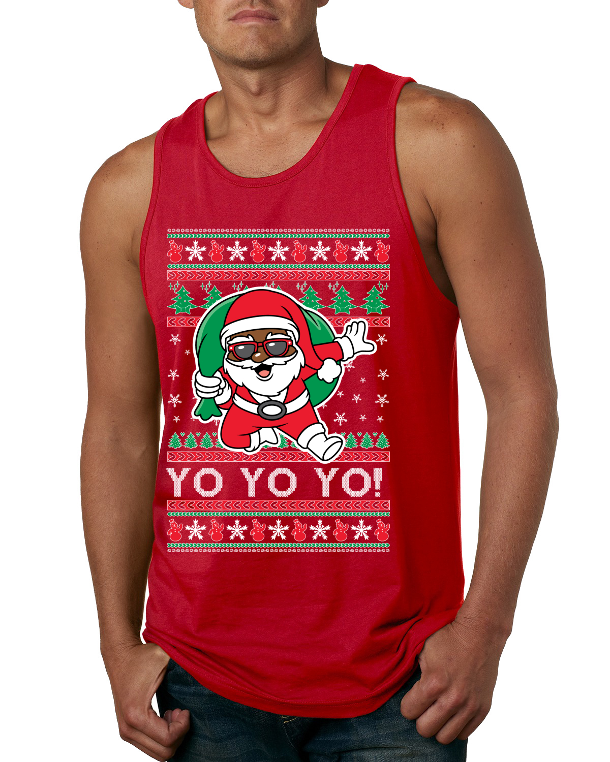 Camiseta sin mangas Yo Yo Yo Yo Yo Yo Yo Yo Black Santa para hombre - Imagen 7 de 9