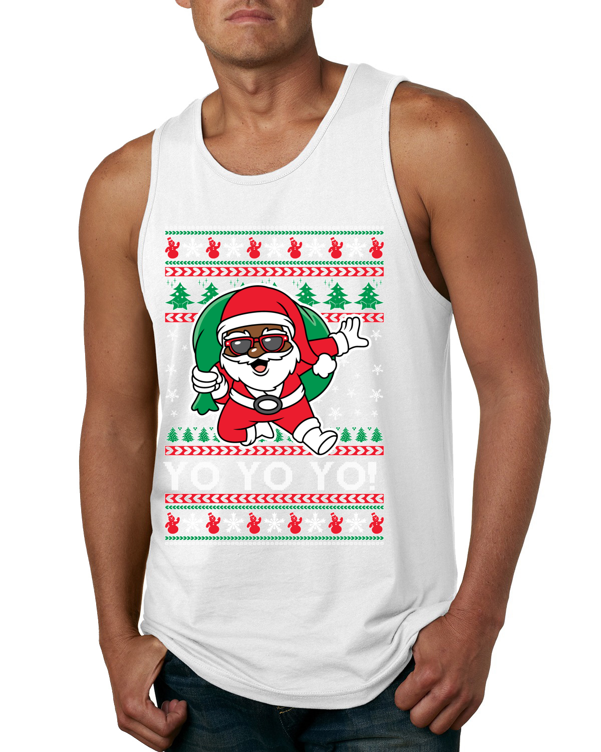 Camiseta sin mangas Yo Yo Yo Yo Yo Yo Yo Yo Black Santa para hombre - Imagen 9 de 9