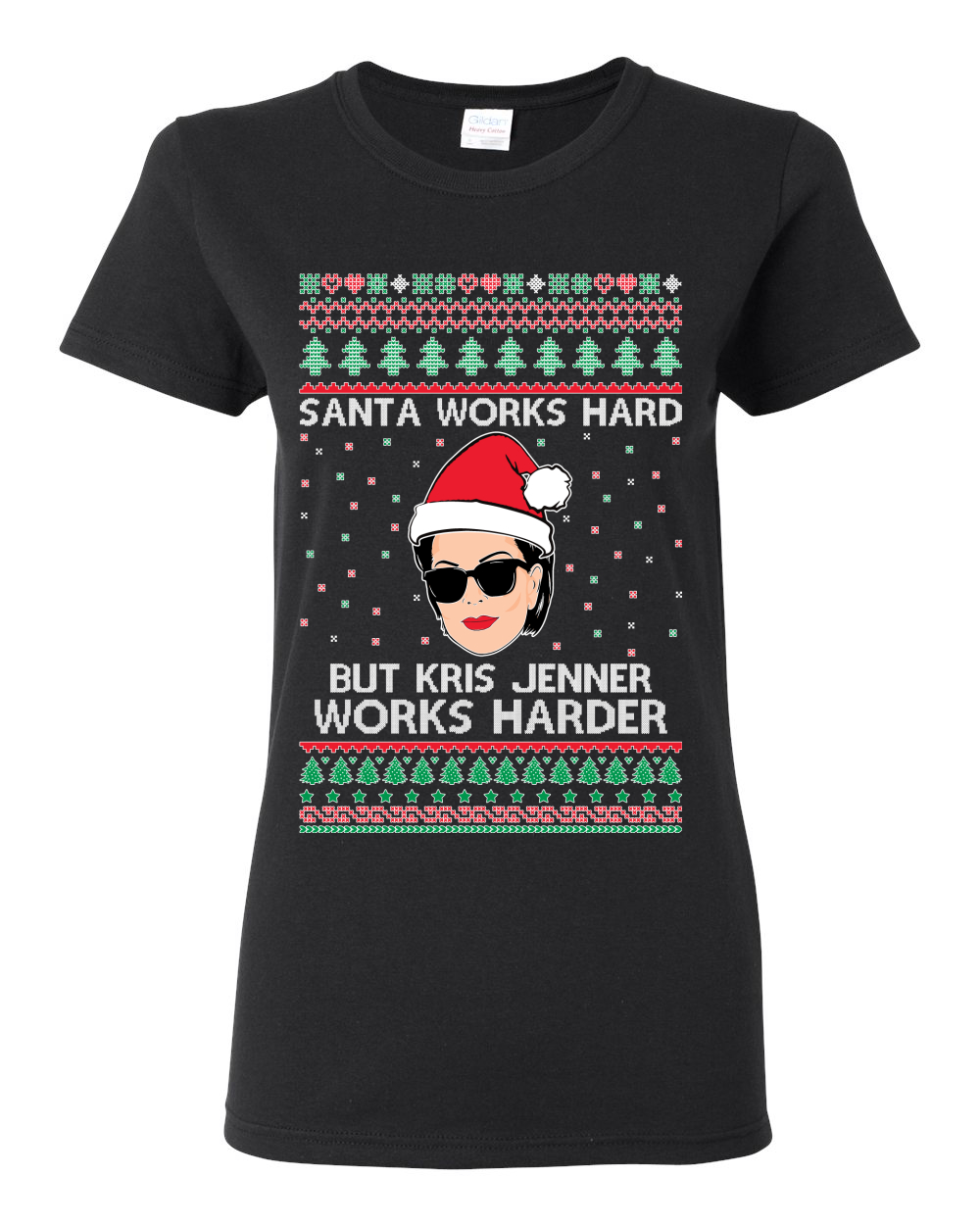 Camiseta gráfica para mujer Santa Works Hard But Kris Works Harder Jenner - Imagen 3 de 13
