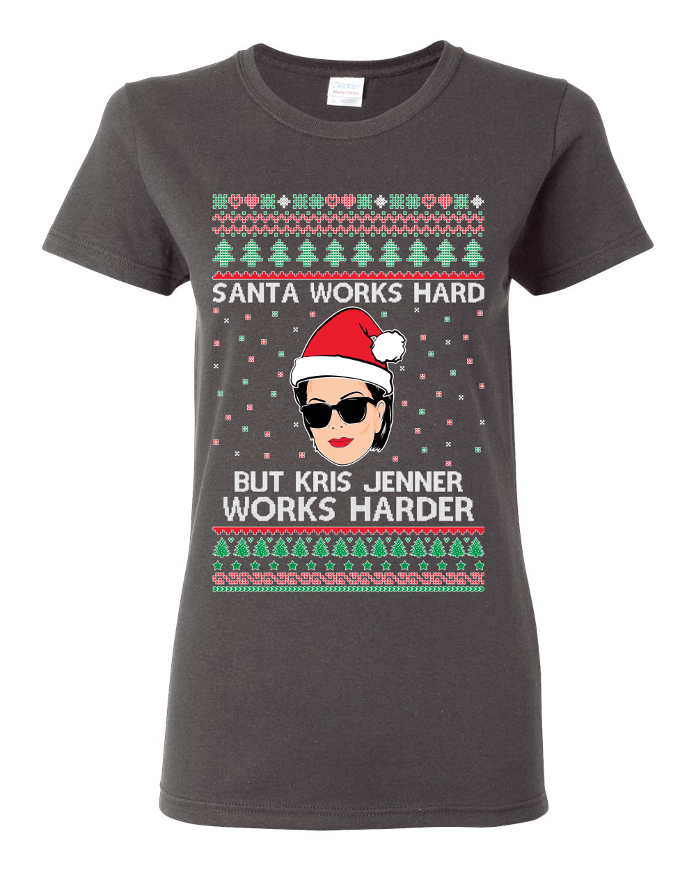 Camiseta gráfica para mujer Santa Works Hard But Kris Works Harder Jenner - Imagen 4 de 13