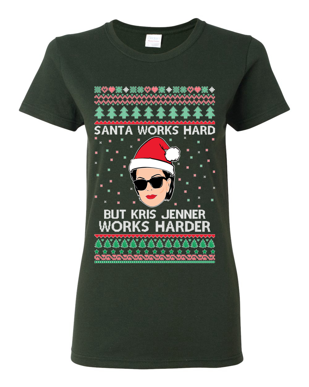 Camiseta gráfica para mujer Santa Works Hard But Kris Works Harder Jenner - Imagen 5 de 13