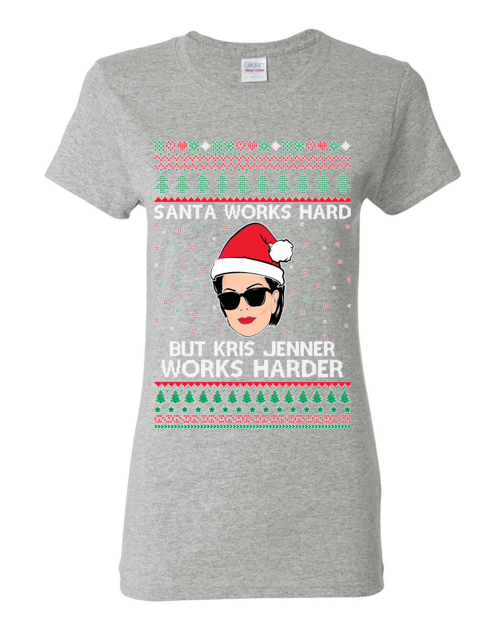 Camiseta gráfica para mujer Santa Works Hard But Kris Works Harder Jenner - Imagen 6 de 13