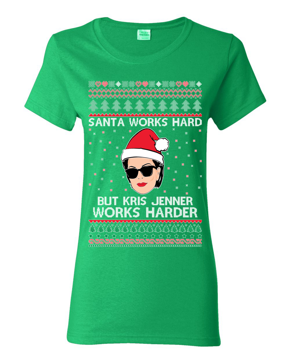 Camiseta gráfica para mujer Santa Works Hard But Kris Works Harder Jenner - Imagen 7 de 13