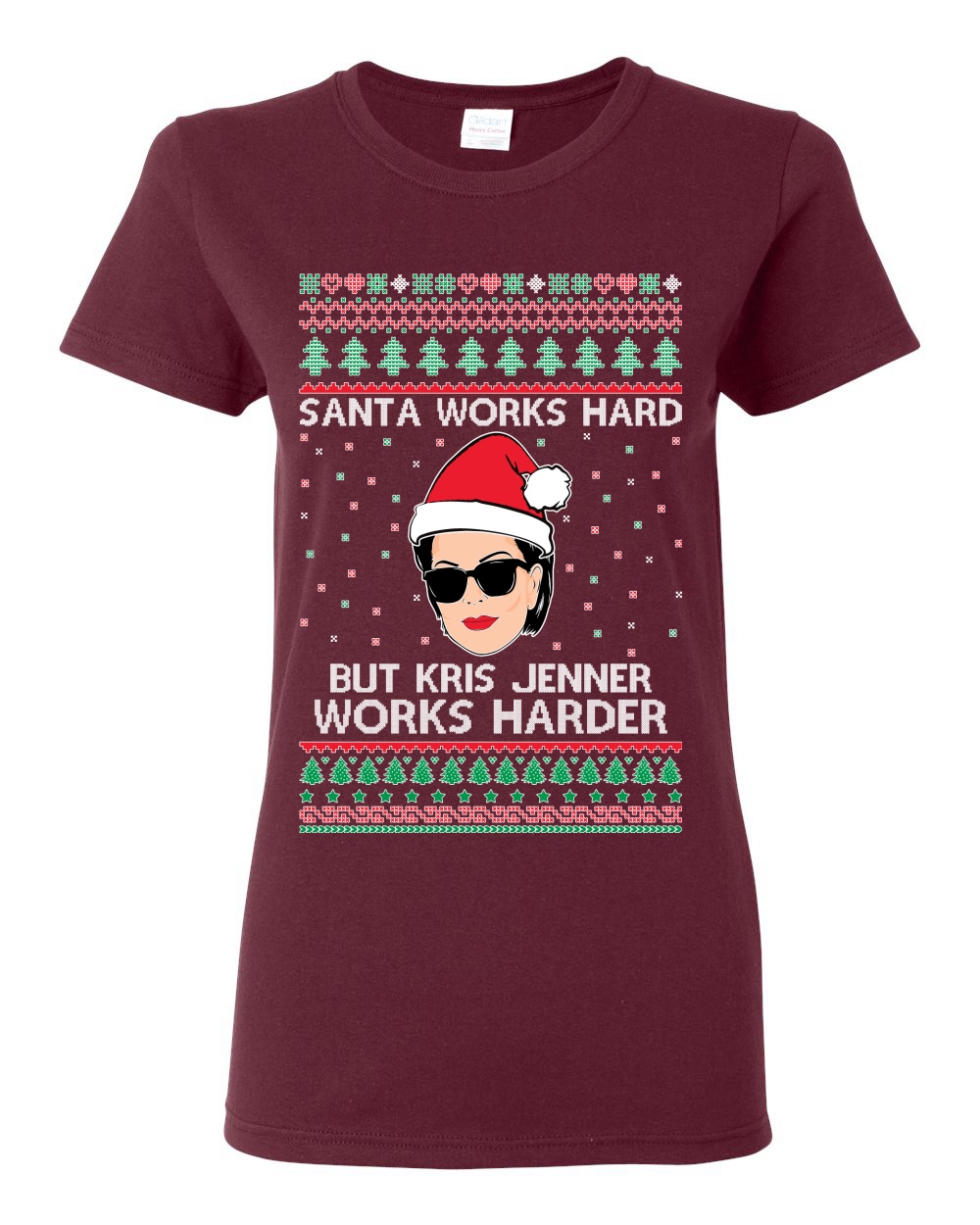 Camiseta gráfica para mujer Santa Works Hard But Kris Works Harder Jenner - Imagen 8 de 13