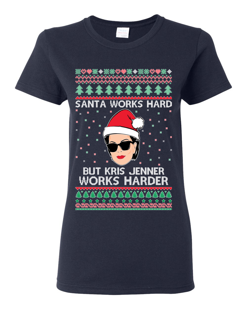 Camiseta gráfica para mujer Santa Works Hard But Kris Works Harder Jenner - Imagen 9 de 13