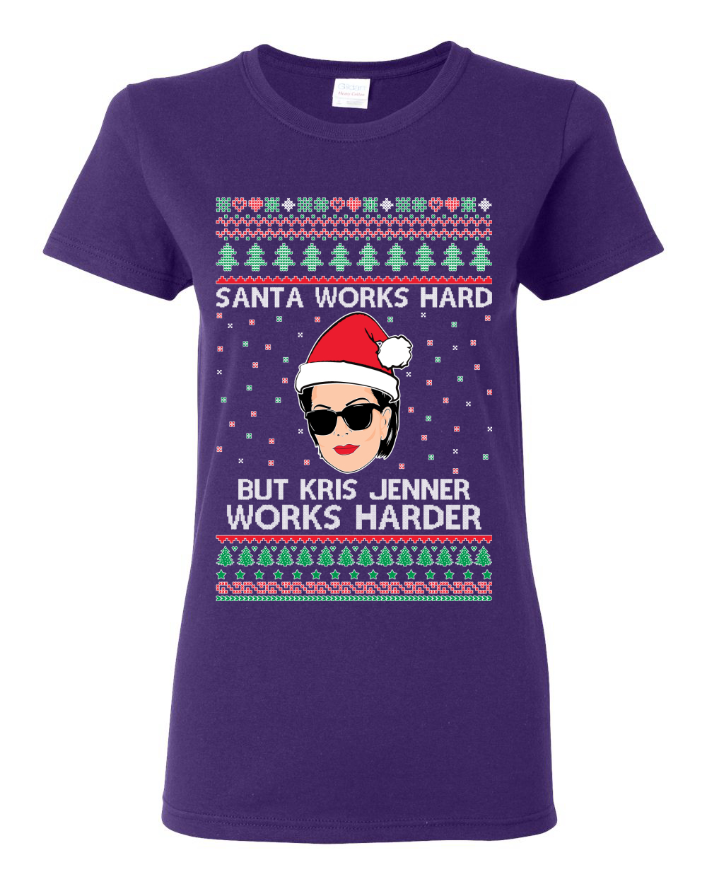 Camiseta gráfica para mujer Santa Works Hard But Kris Works Harder Jenner - Imagen 10 de 13