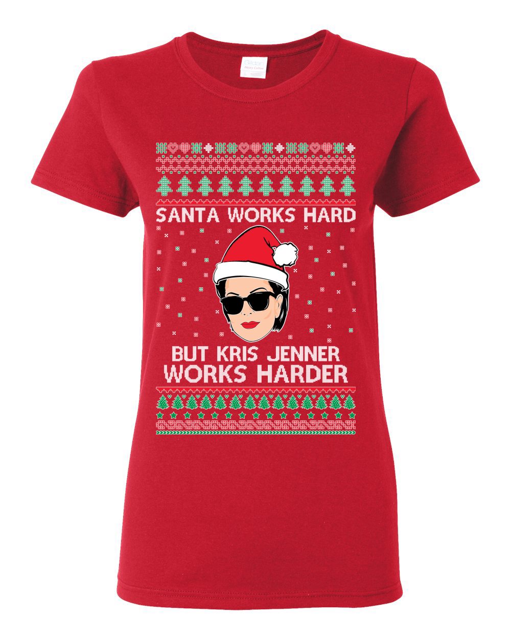 Camiseta gráfica para mujer Santa Works Hard But Kris Works Harder Jenner - Imagen 11 de 13
