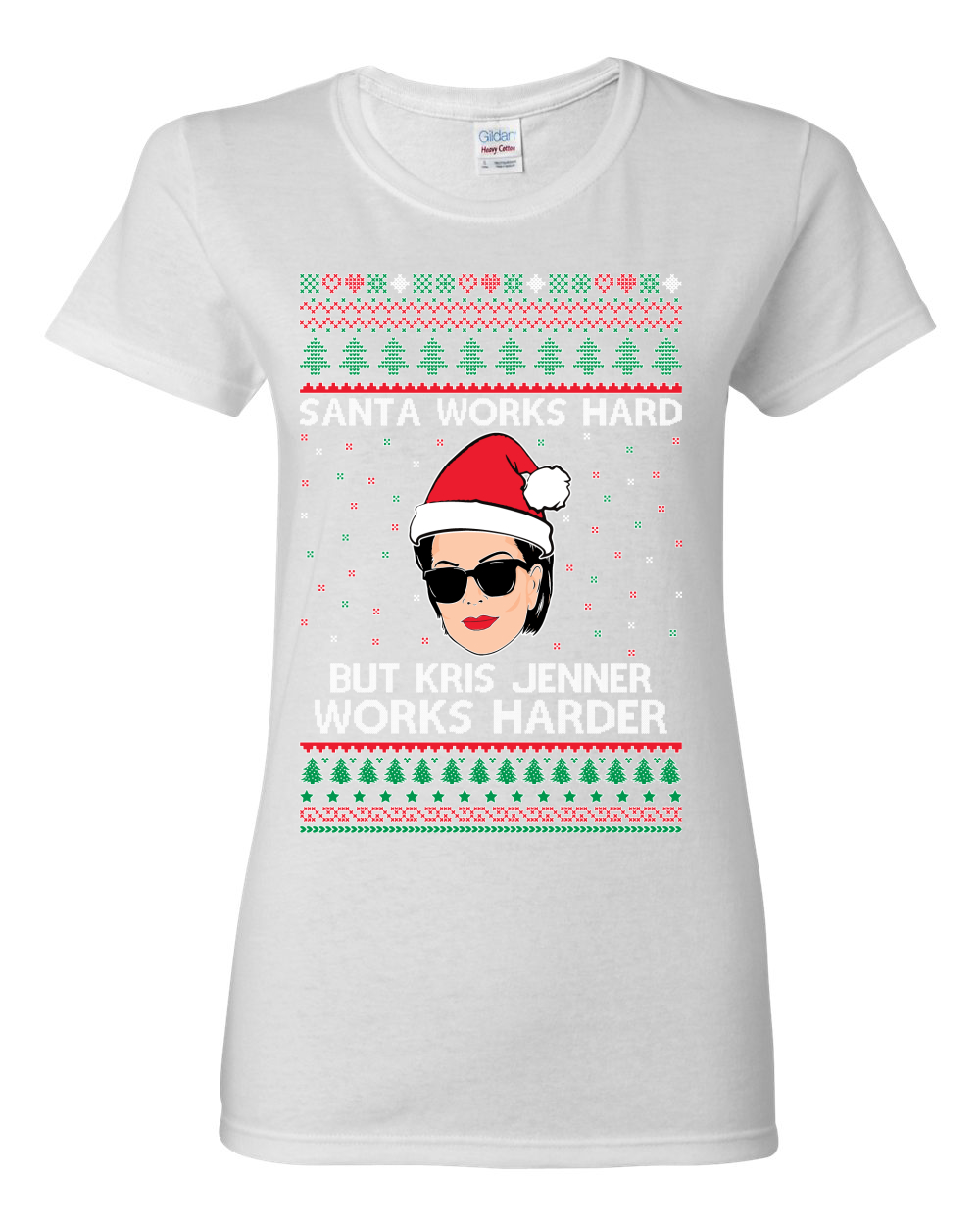 Camiseta gráfica para mujer Santa Works Hard But Kris Works Harder Jenner - Imagen 13 de 13