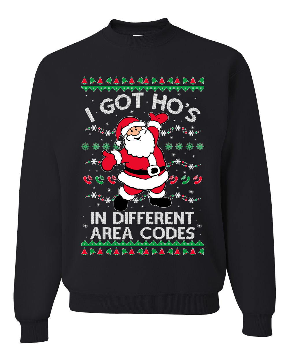 Naughty Santa Claus Ho Ho Ho Xmas Ugly Christmas Sweater Unisex Sweatshirt  | eBay