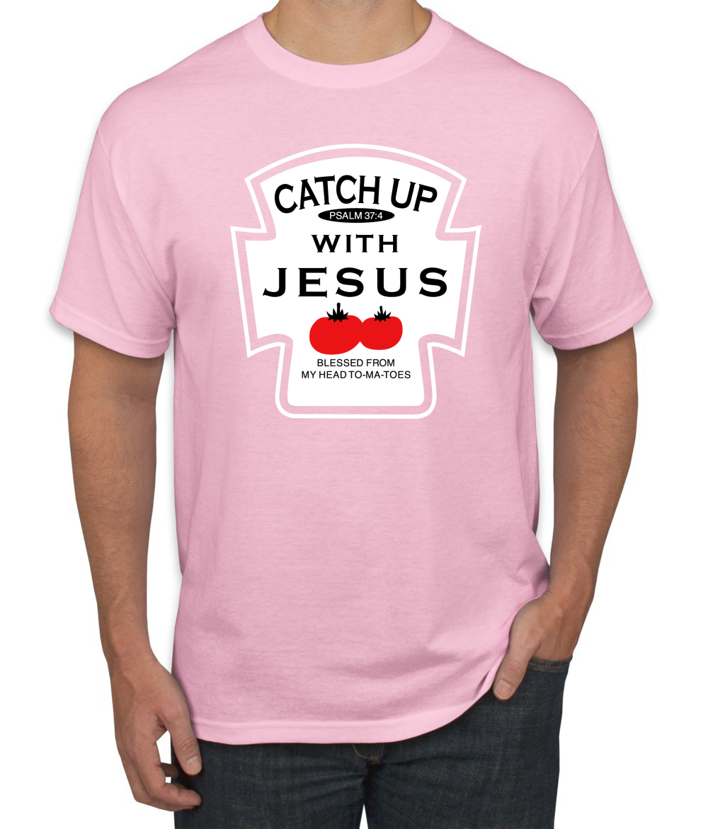 Camiseta Catch Up with Jesus Divertida Botella de ketchup Inspirador Hombre Cristiano - Imagen 12 de 24