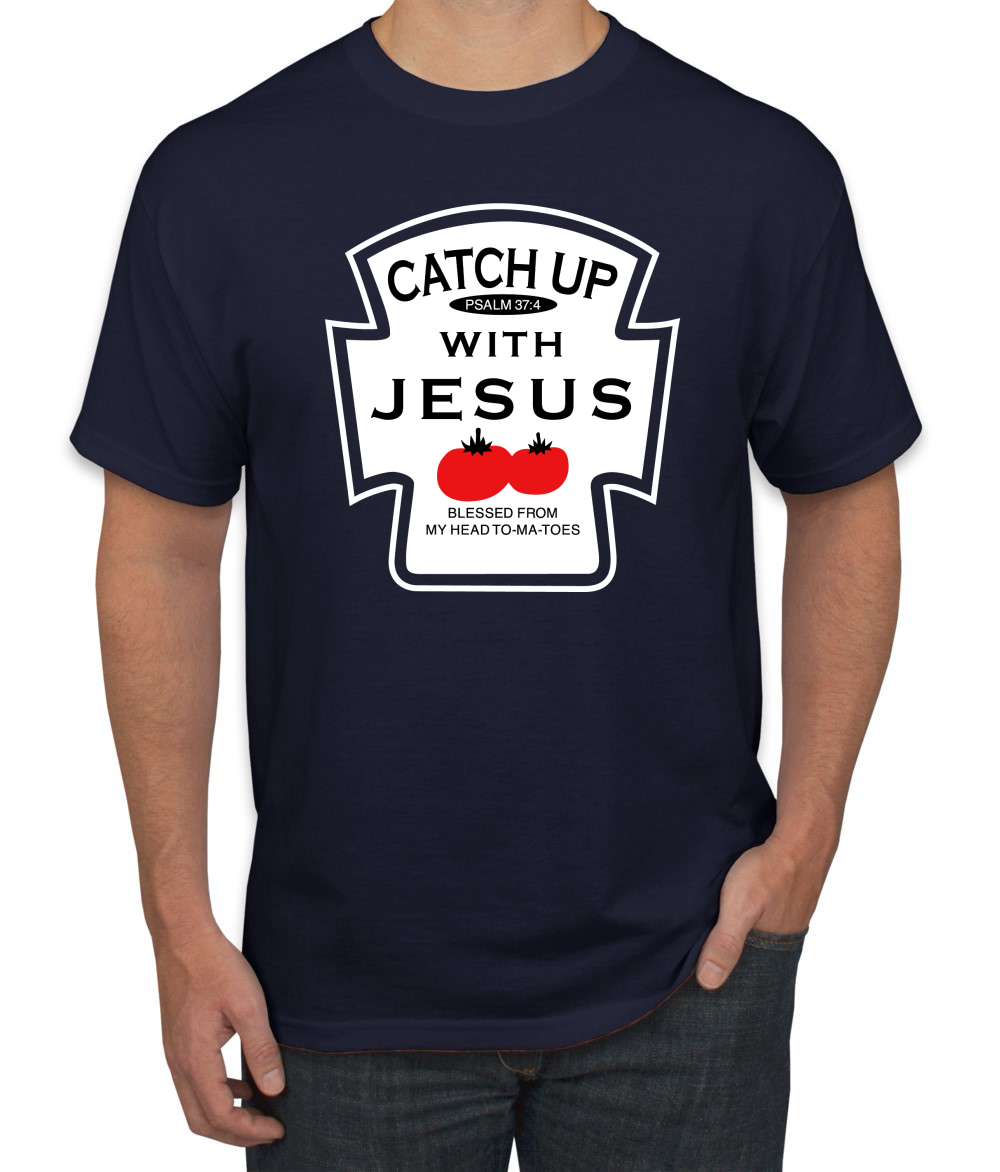 Camiseta Catch Up with Jesus Divertida Botella de ketchup Inspirador Hombre Cristiano - Imagen 16 de 24