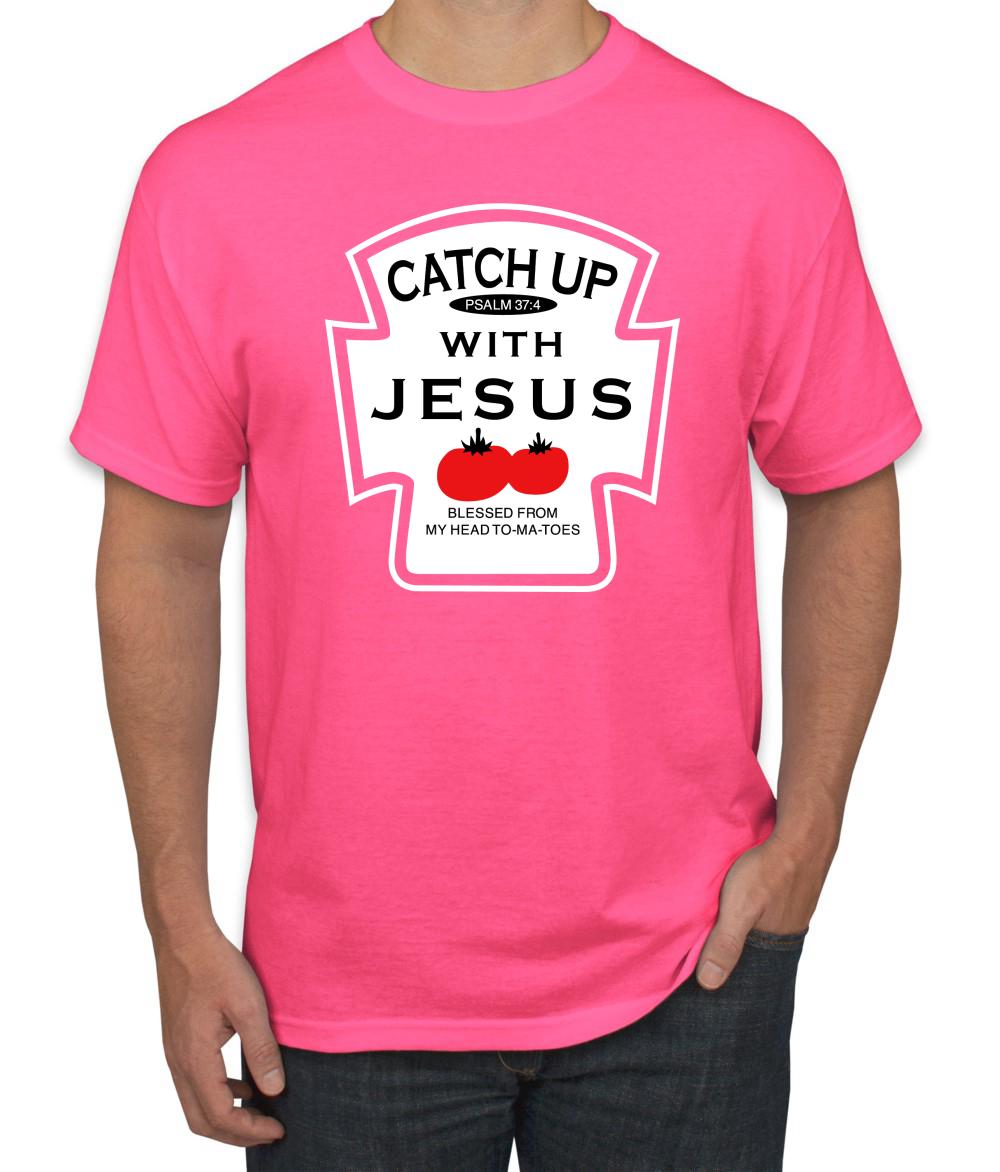 Camiseta Catch Up with Jesus Divertida Botella de ketchup Inspirador Hombre Cristiano - Imagen 17 de 24