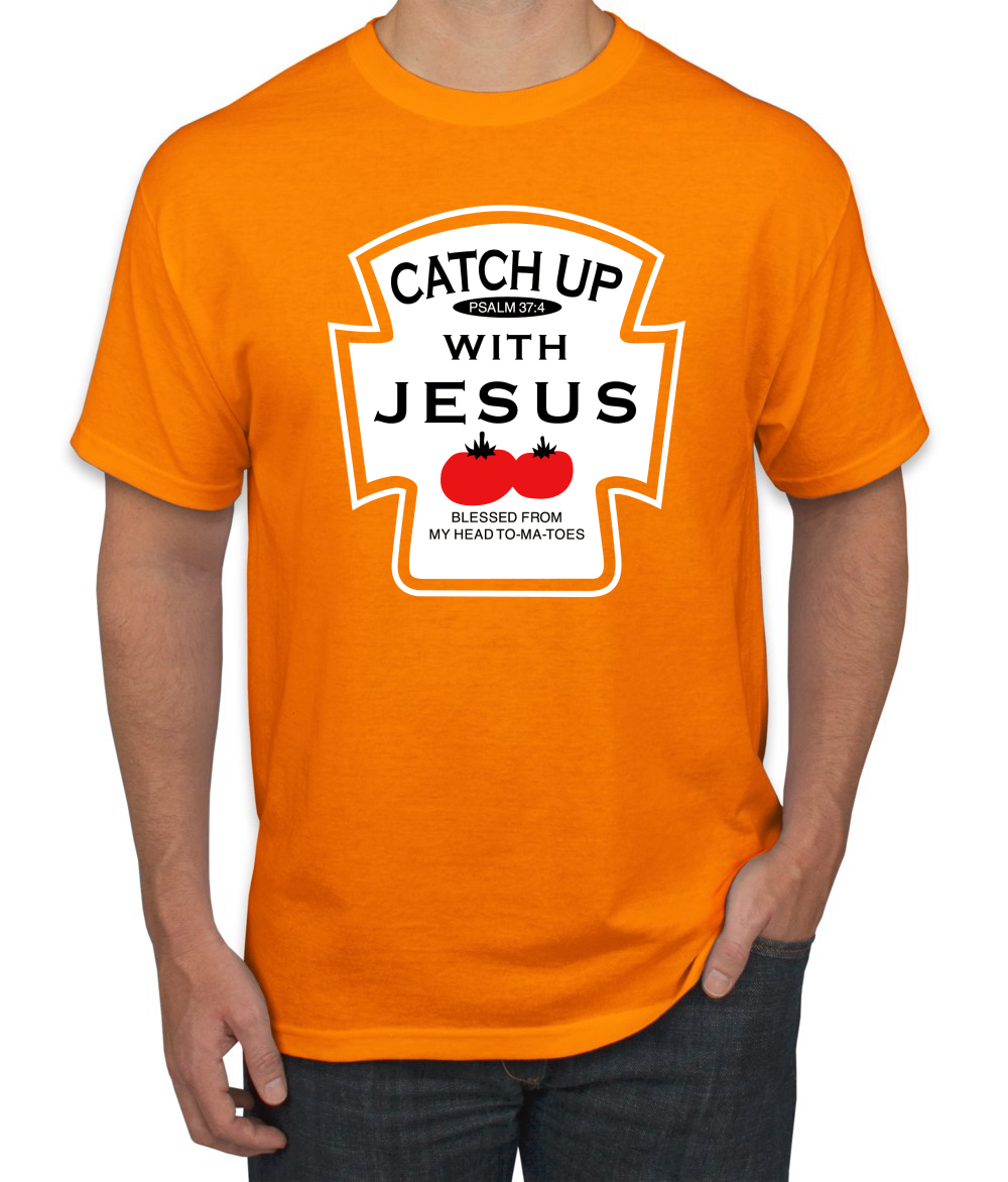 Camiseta Catch Up with Jesus Divertida Botella de ketchup Inspirador Hombre Cristiano - Imagen 18 de 24