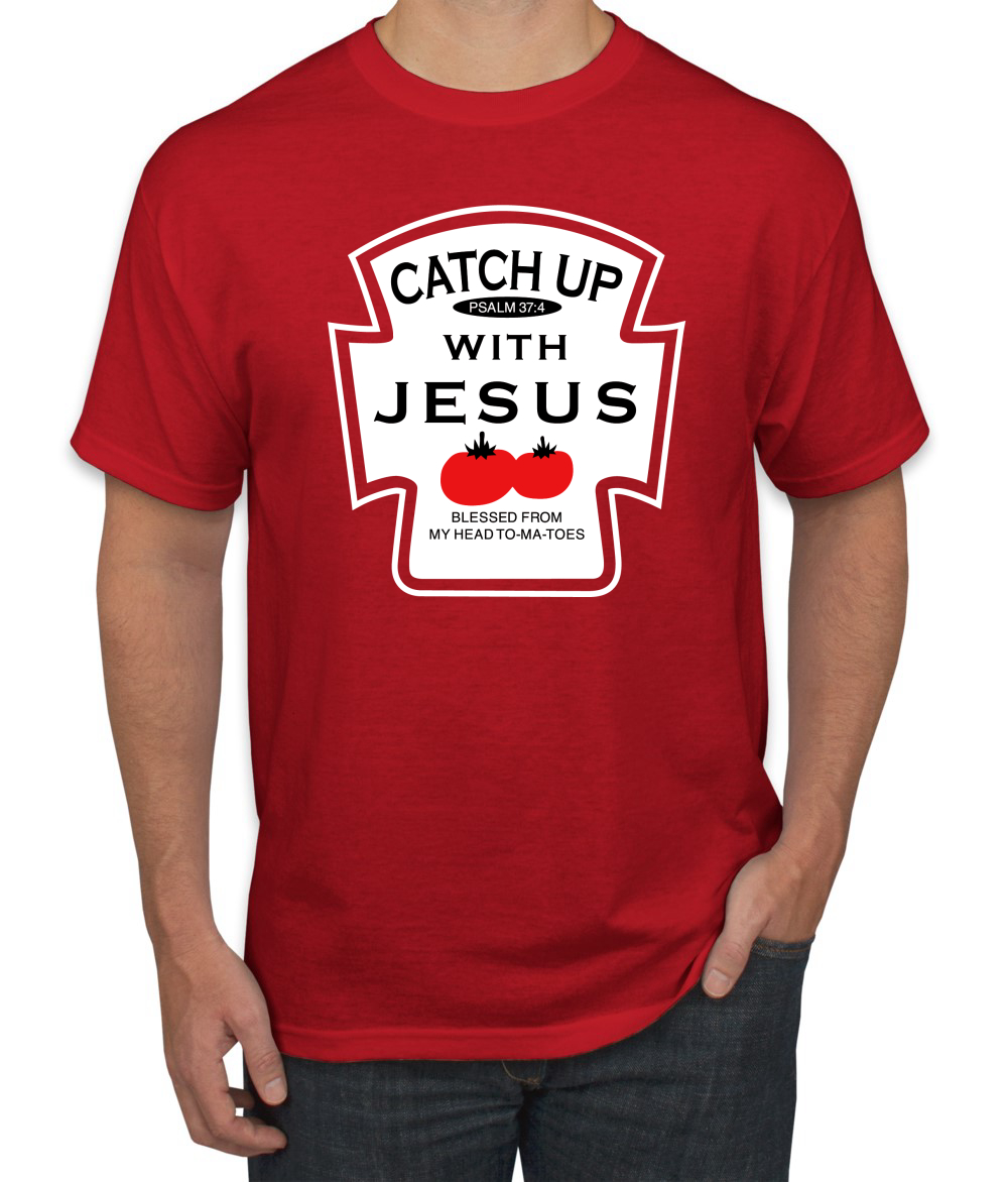 Camiseta Catch Up with Jesus Divertida Botella de ketchup Inspirador Hombre Cristiano - Imagen 20 de 24