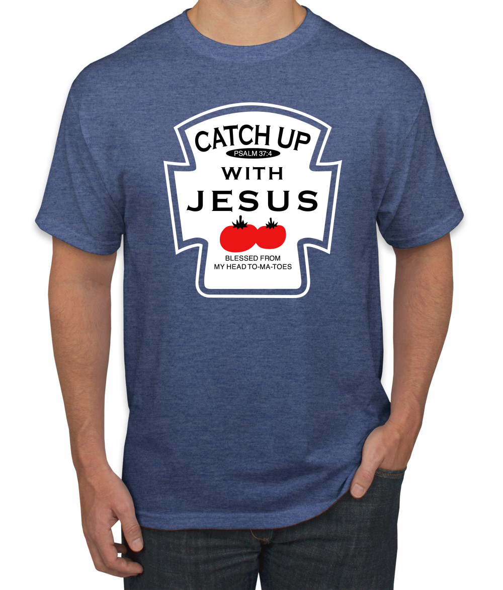Camiseta Catch Up with Jesus Divertida Botella de ketchup Inspirador Hombre Cristiano - Imagen 22 de 24