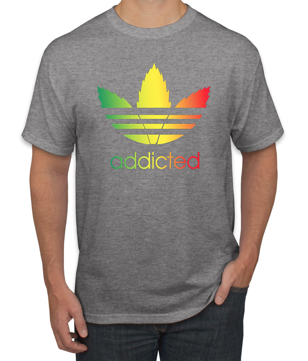 Addicted Rasta Parodie 420 Logo Unkraut Grafik T-Shirt - Bild 8 von 21