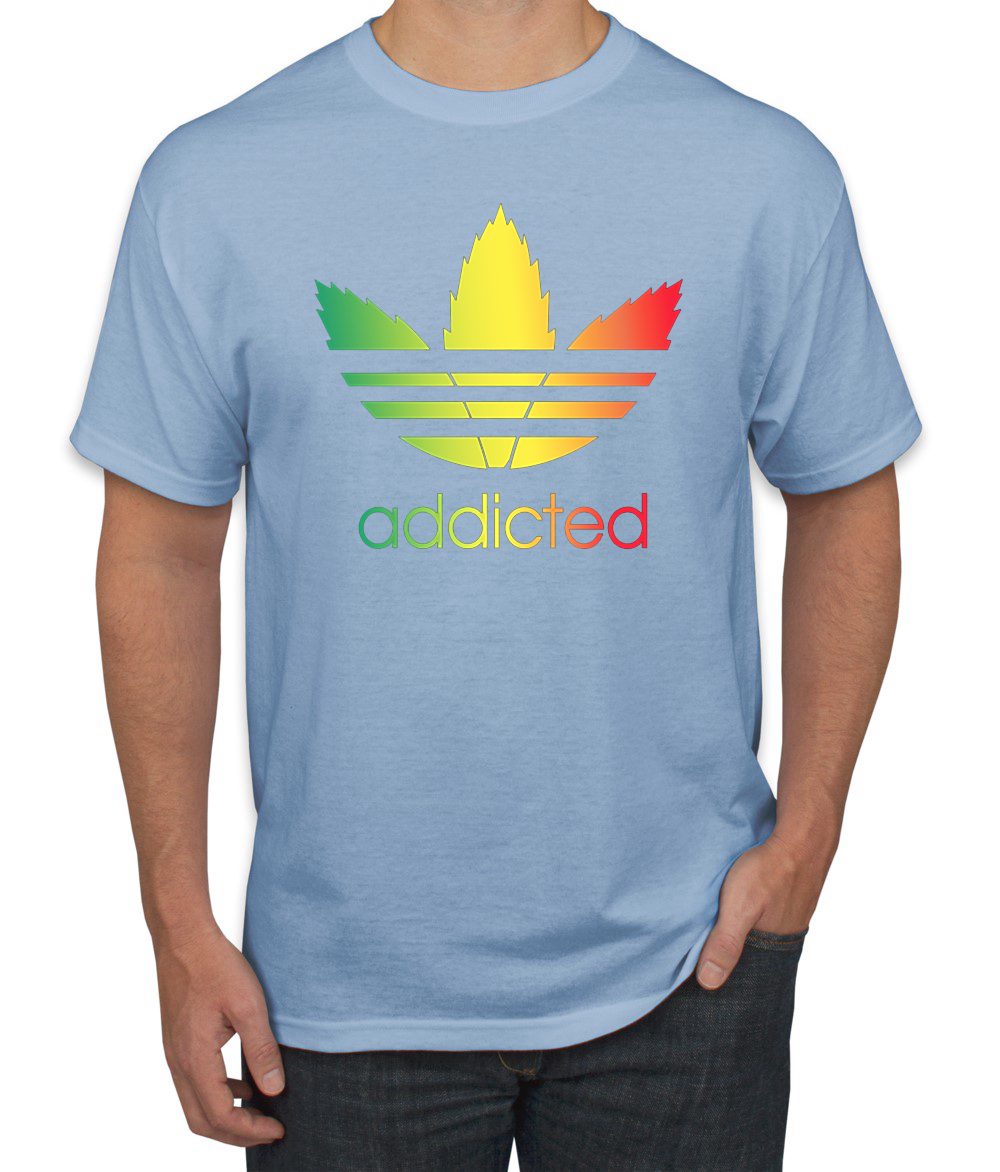 Addicted Rasta Parodie 420 Logo Unkraut Grafik T-Shirt - Bild 9 von 21