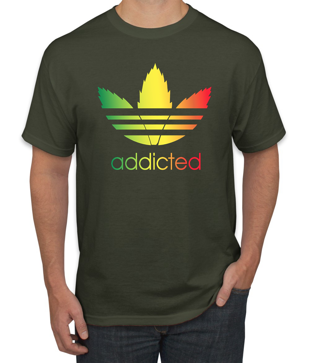 Addicted Rasta Parodie 420 Logo Unkraut Grafik T-Shirt - Bild 13 von 21