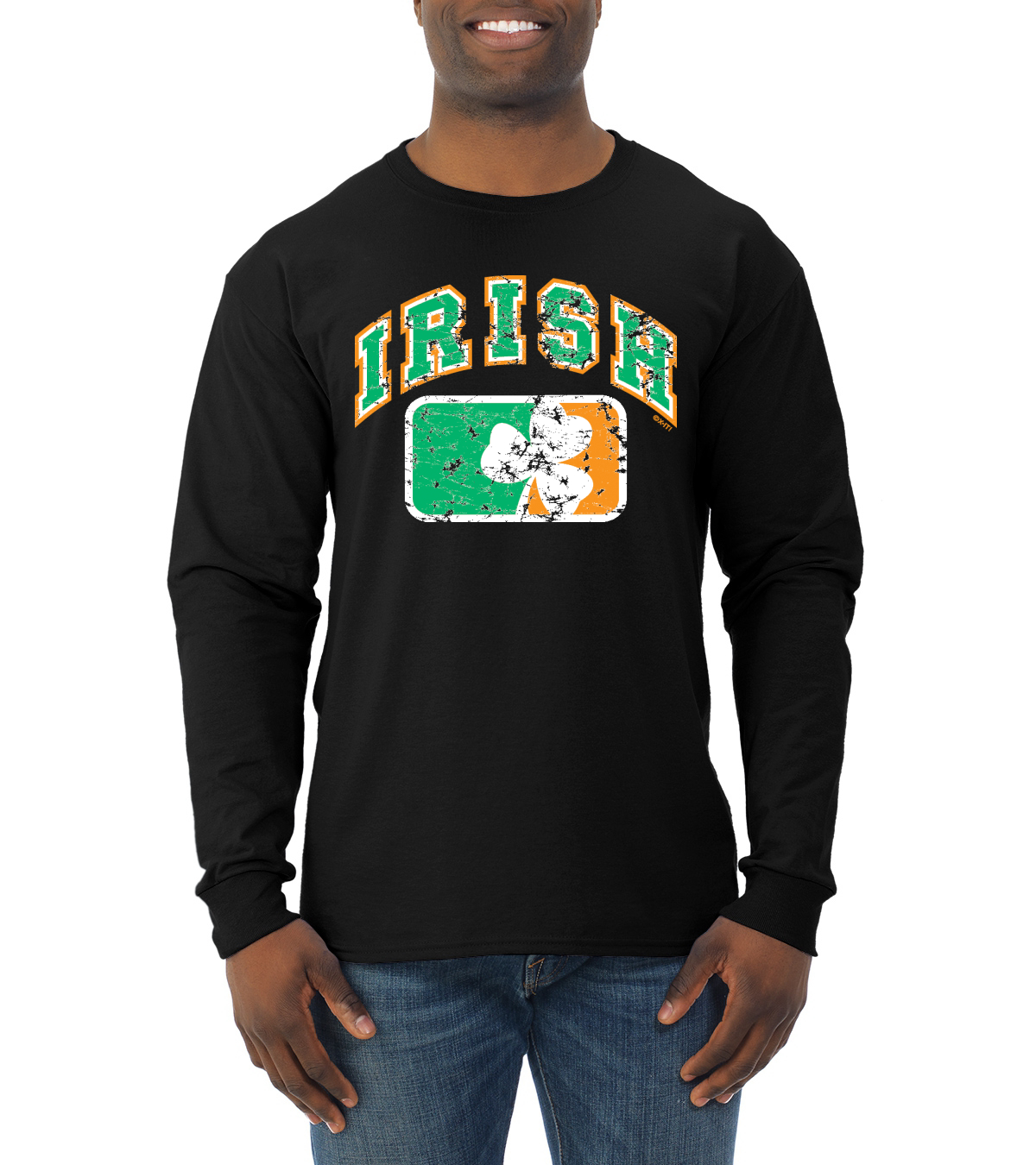 Camisa de manga larga vintage envejecida bandera irlandesa trébol día de San Patricio para hombre - Imagen 3 de 6