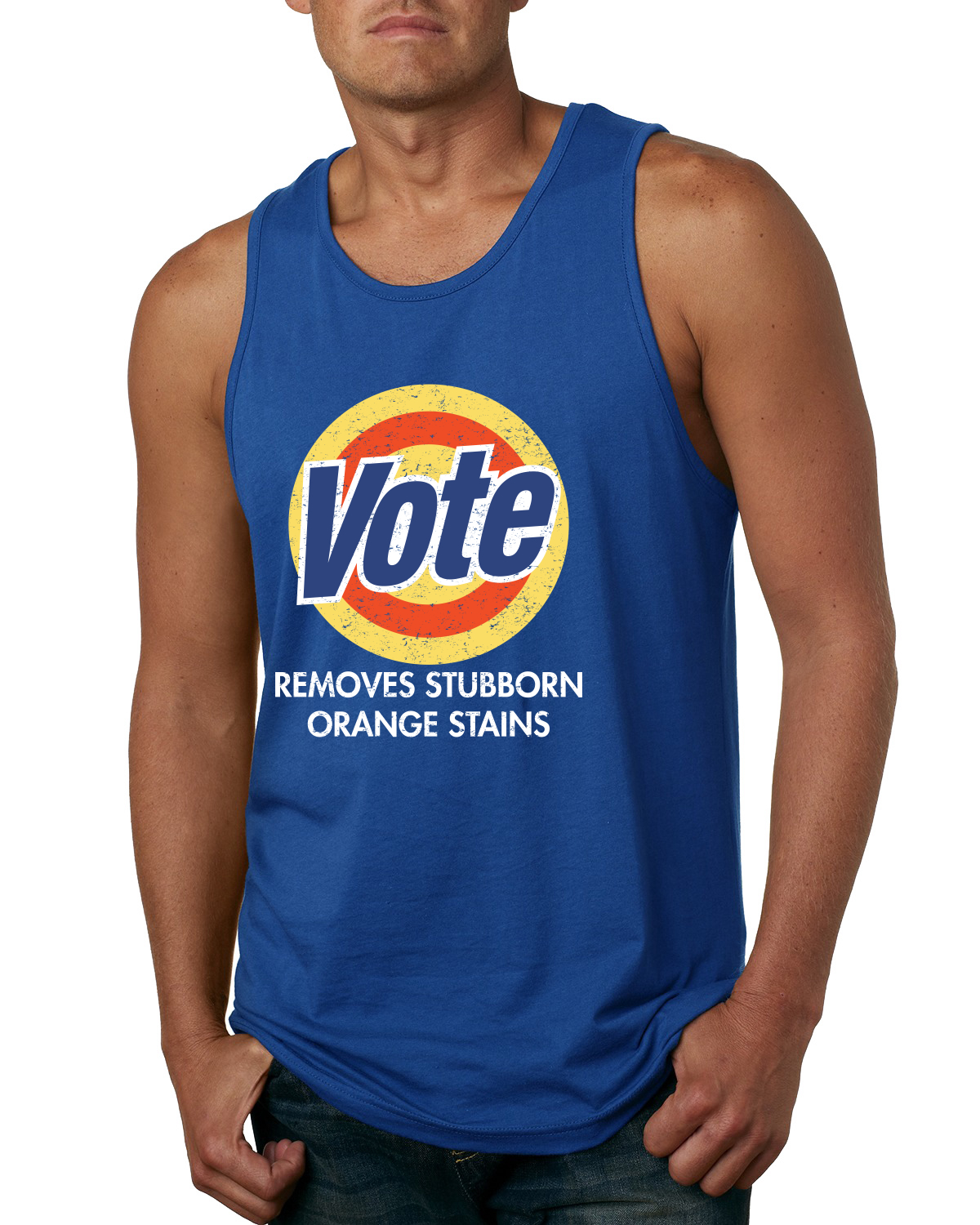 Camiseta sin mangas Vote elimina manchas naranjas obstinadas con gráficos para hombre - Imagen 7 de 8