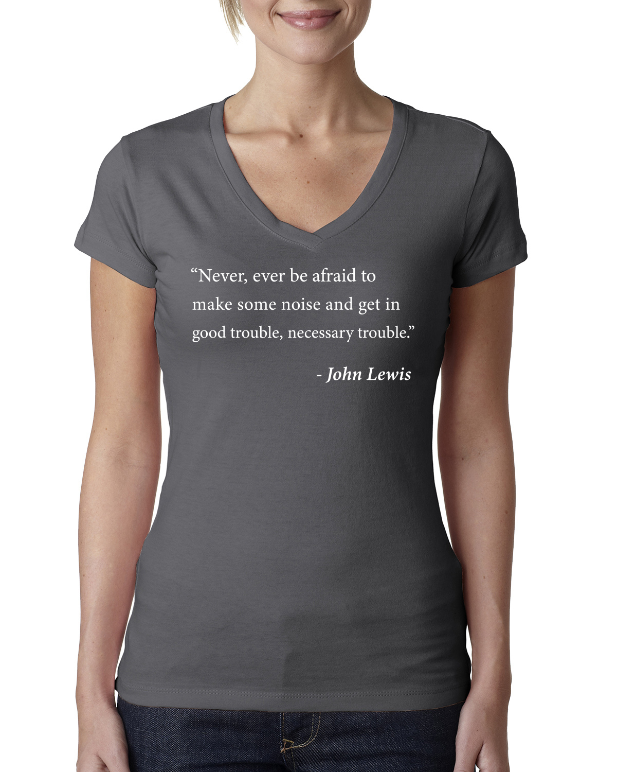 Get in Good Trouble Women Junior V-Neck Tee - Picture 9 of 12