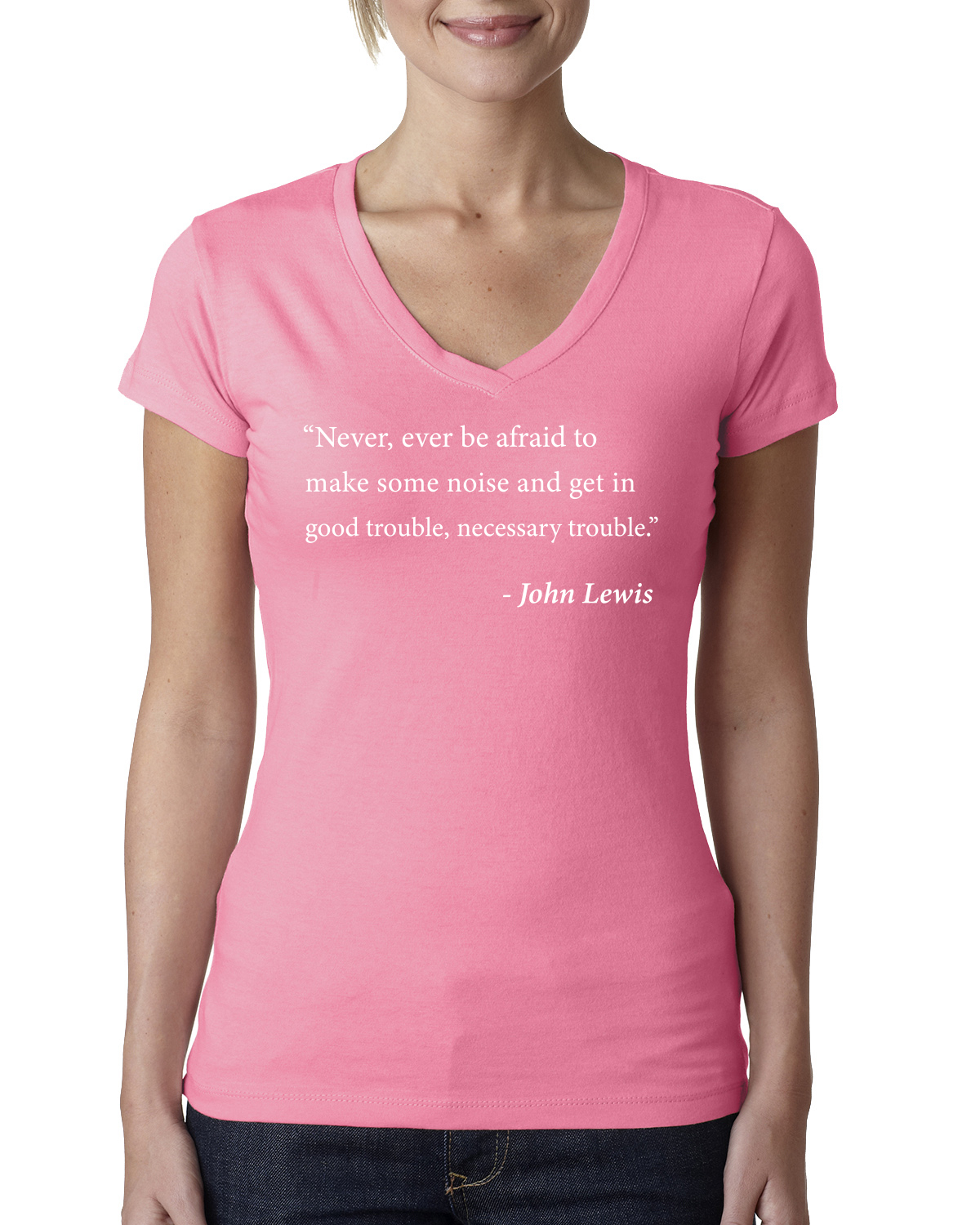 Get in Good Trouble Women Junior V-Neck Tee - Picture 10 of 12