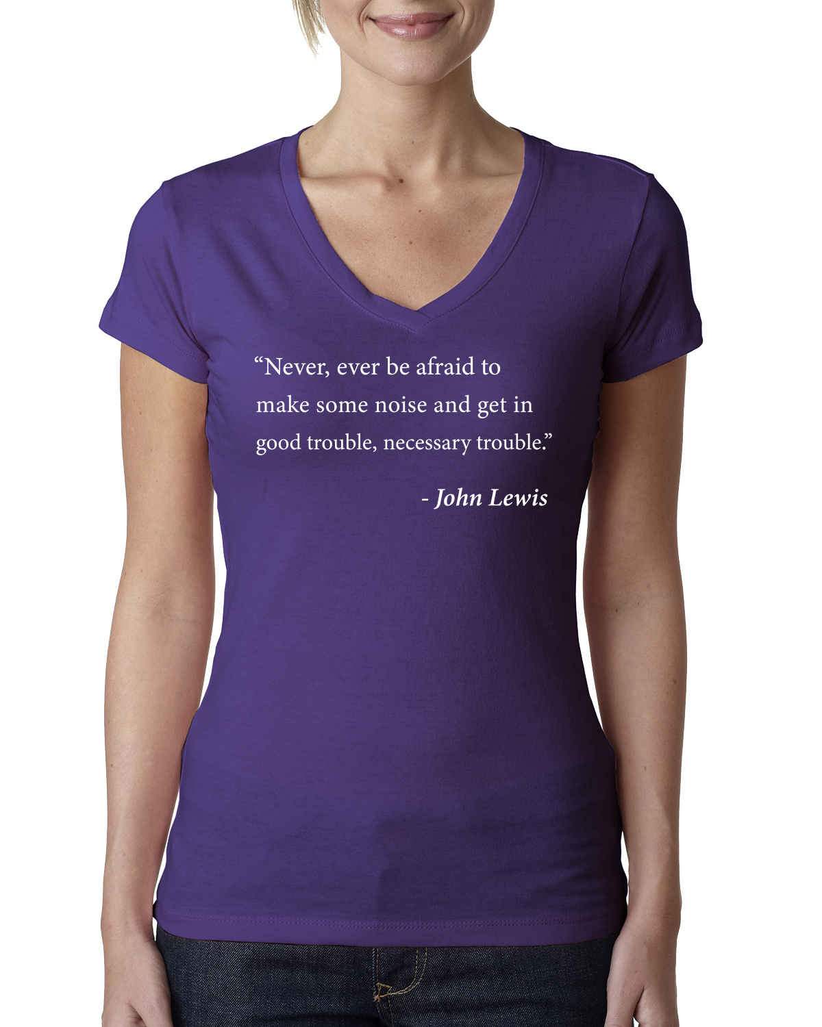 Get in Good Trouble Women Junior V-Neck Tee - Picture 11 of 12