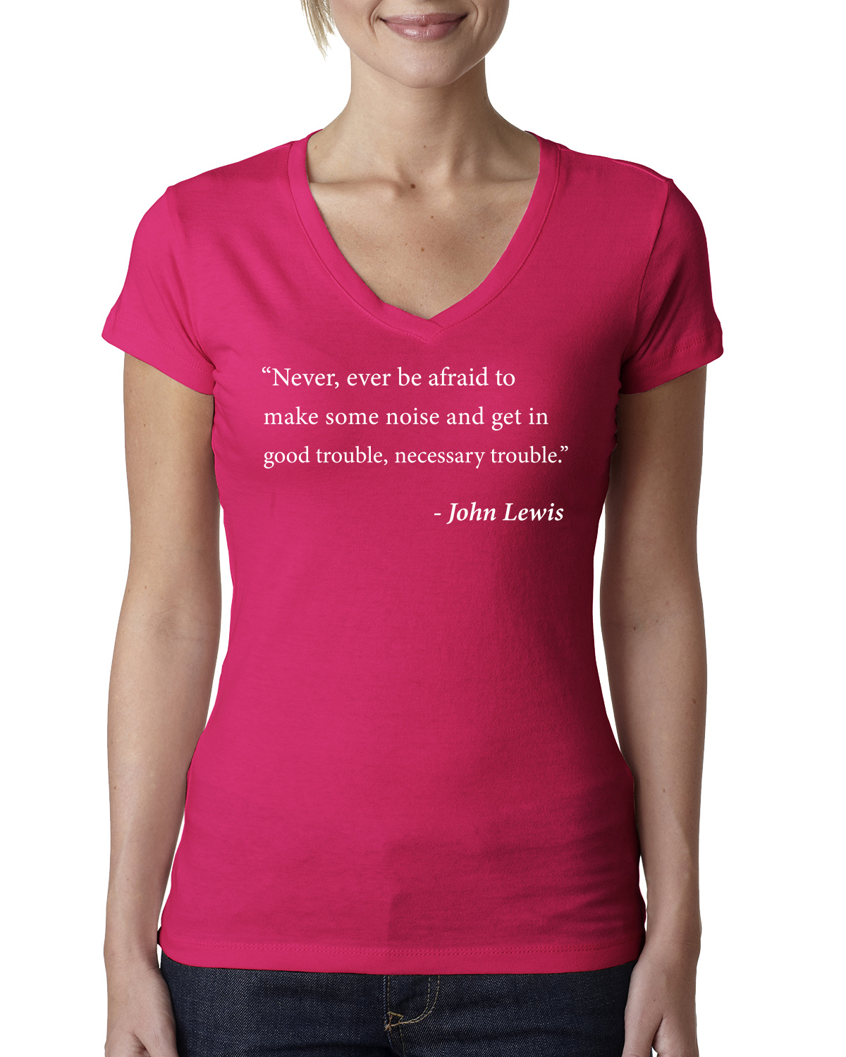 Get in Good Trouble Women Junior V-Neck Tee - Picture 12 of 12