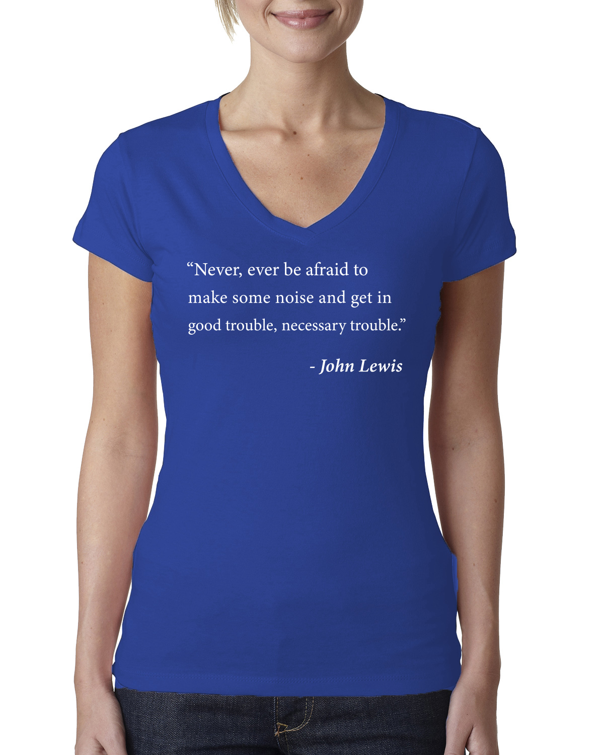 Get in Good Trouble Women Junior V-Neck Tee - Picture 7 of 12