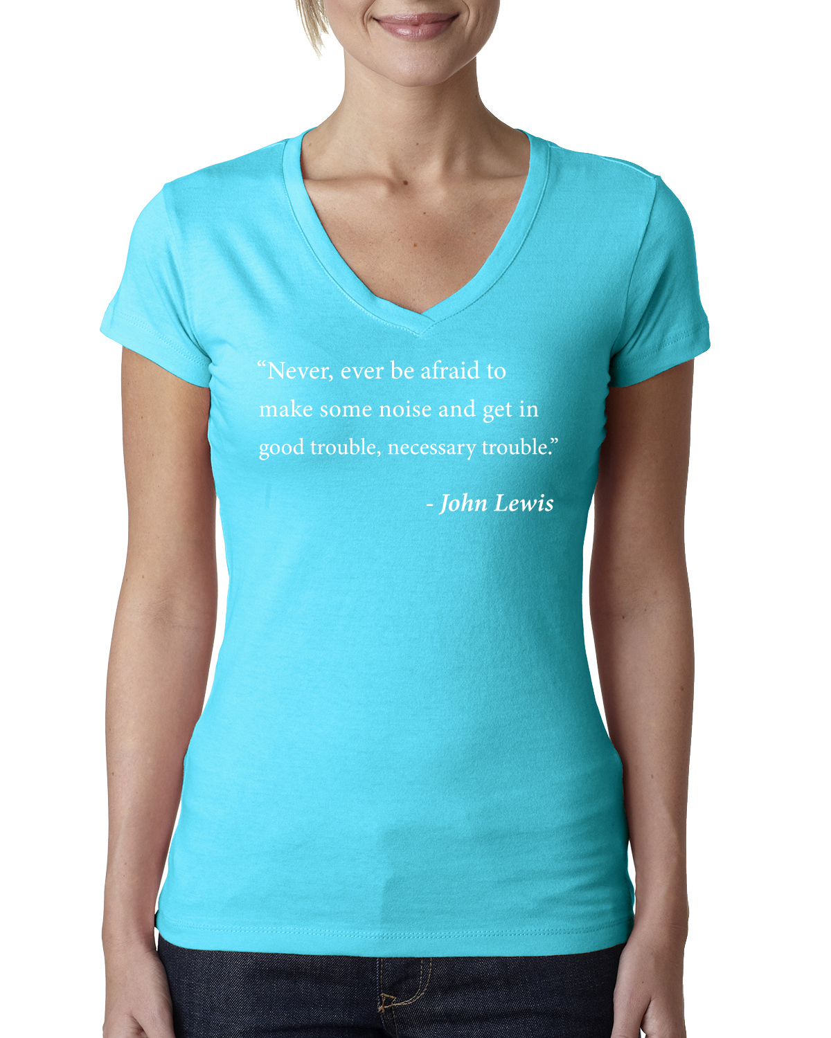 Get in Good Trouble Women Junior V-Neck Tee - Picture 8 of 12