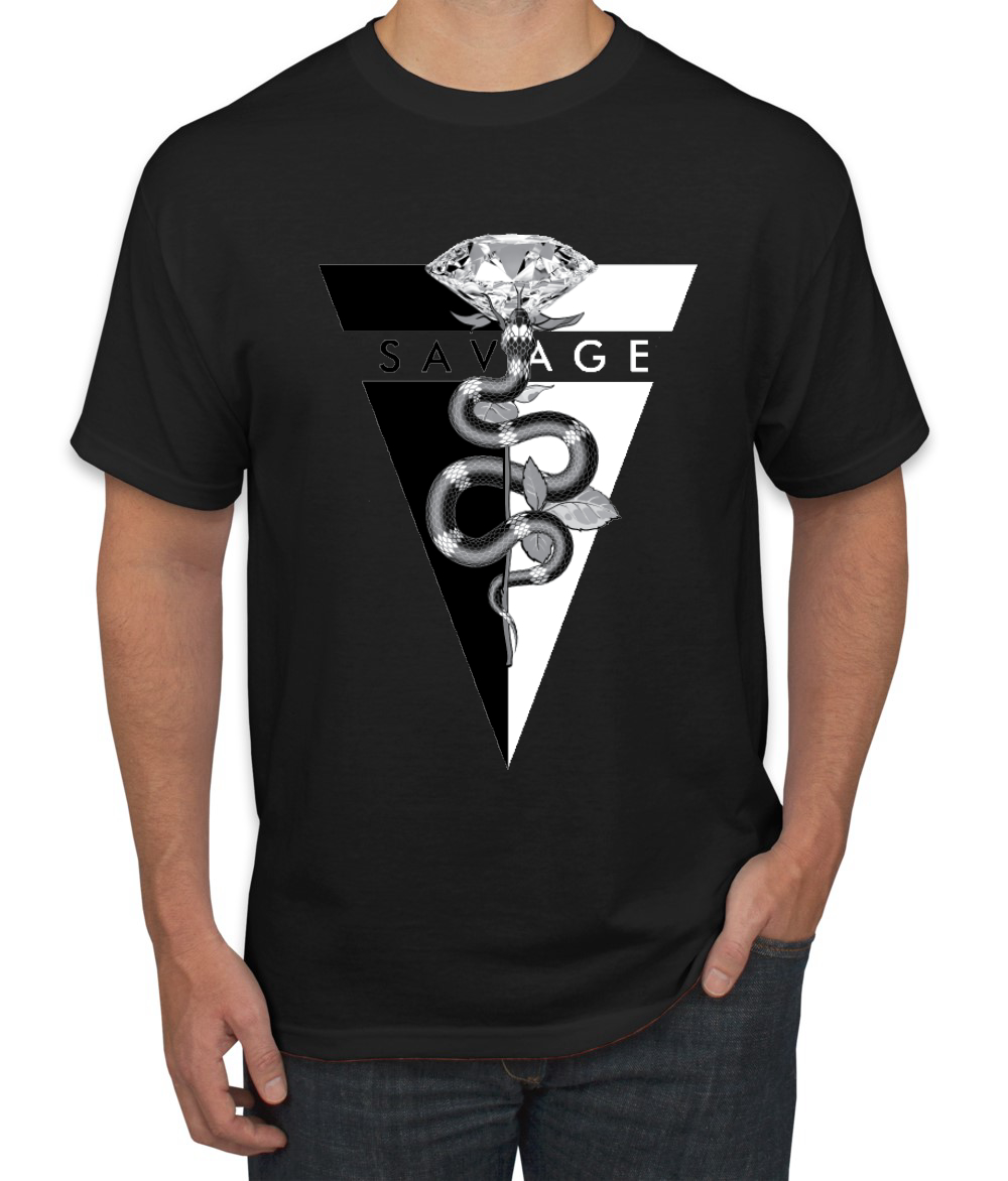 Savage Snake Diamant Tropf Dreieck Hype Streetwear Herren Hip Hop T-Shirt - Bild 3 von 24