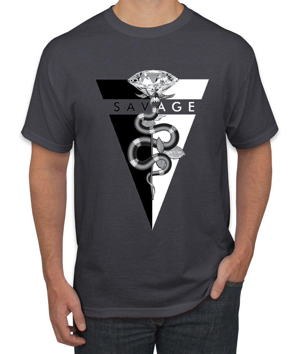 Savage Snake Diamant Tropf Dreieck Hype Streetwear Herren Hip Hop T-Shirt - Bild 4 von 24