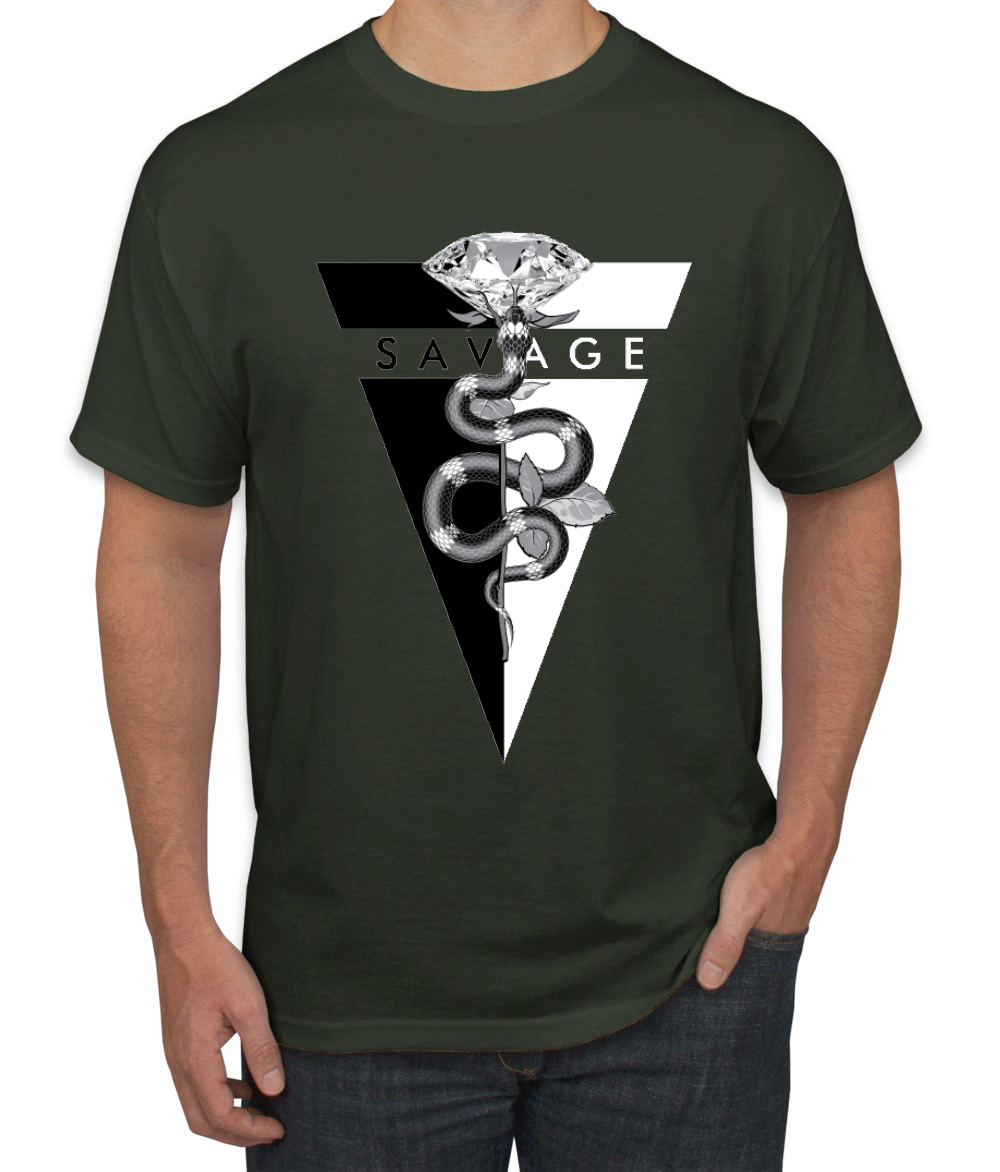 Savage Snake Diamant Tropf Dreieck Hype Streetwear Herren Hip Hop T-Shirt - Bild 21 von 24