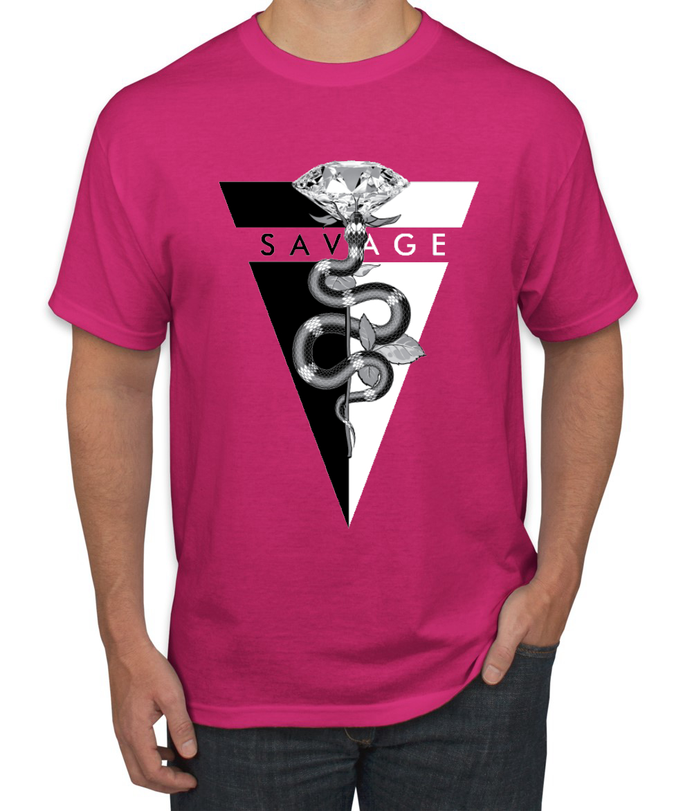 Savage Snake Diamant Tropf Dreieck Hype Streetwear Herren Hip Hop T-Shirt - Bild 5 von 24