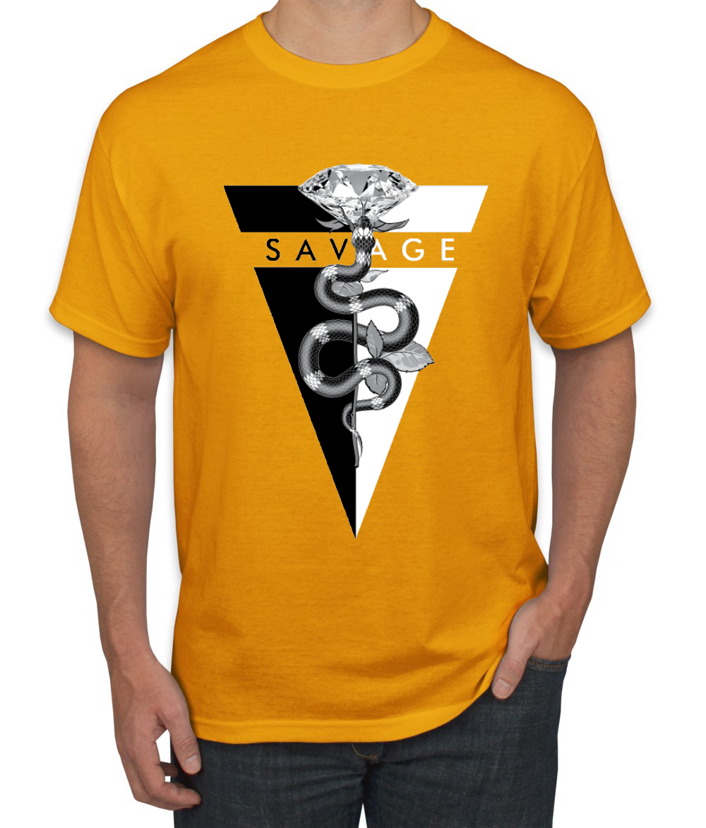 Savage Snake Diamant Tropf Dreieck Hype Streetwear Herren Hip Hop T-Shirt - Bild 6 von 24