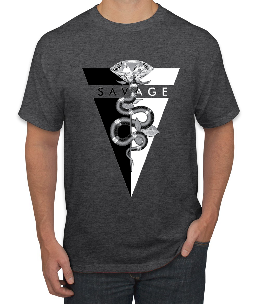 Savage Snake Diamant Tropf Dreieck Hype Streetwear Herren Hip Hop T-Shirt - Bild 7 von 24