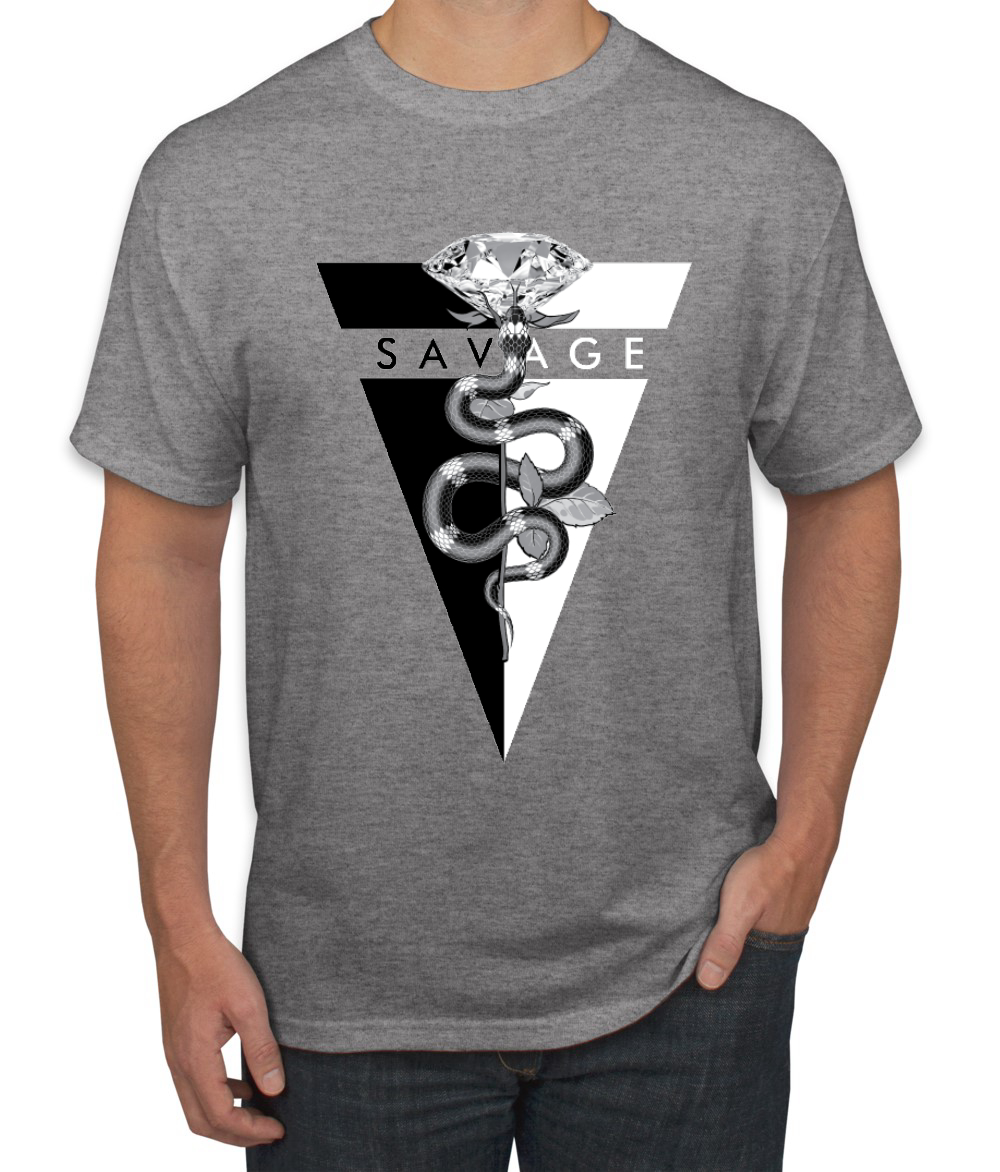 Savage Snake Diamant Tropf Dreieck Hype Streetwear Herren Hip Hop T-Shirt - Bild 8 von 24