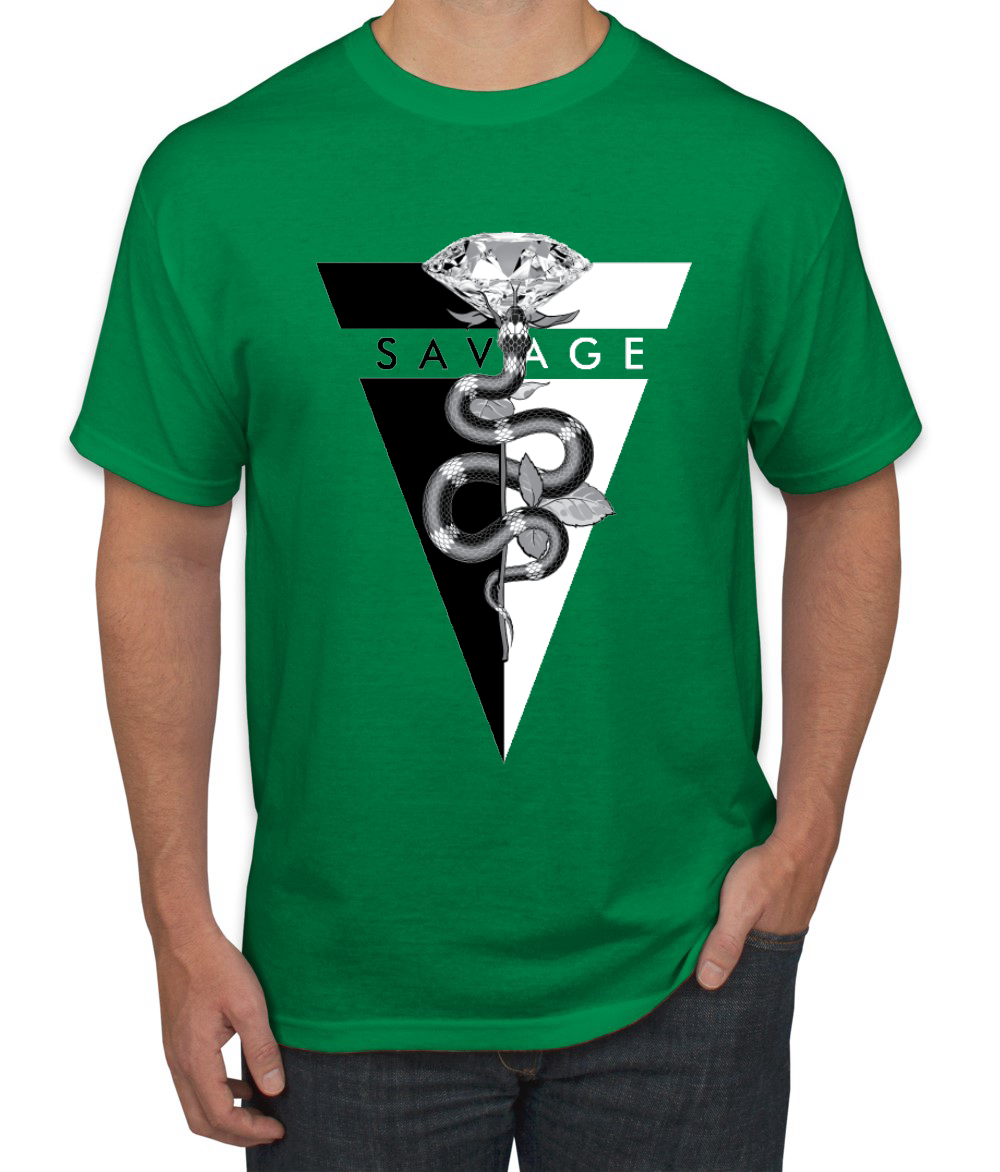 Savage Snake Diamond Drip Triangle Hype Streetwear Men Hip Hop Tshirt