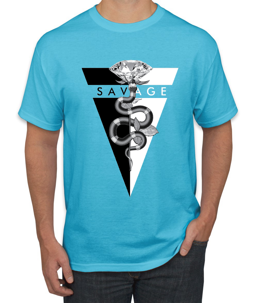 Savage Snake Diamant Tropf Dreieck Hype Streetwear Herren Hip Hop T-Shirt - Bild 12 von 24