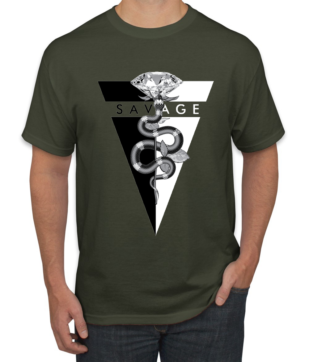 Savage Snake Diamant Tropf Dreieck Hype Streetwear Herren Hip Hop T-Shirt - Bild 14 von 24