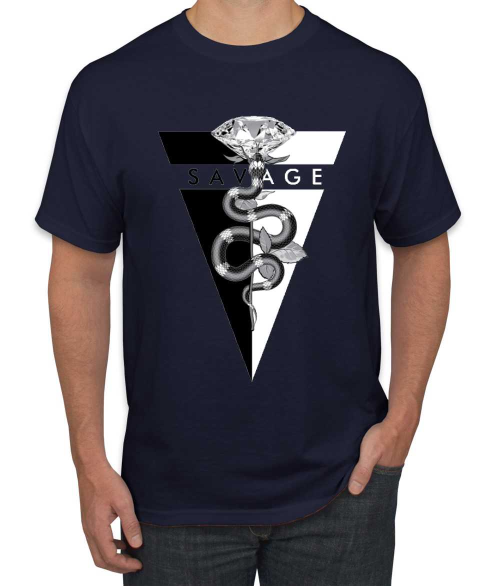 Savage Snake Diamant Tropf Dreieck Hype Streetwear Herren Hip Hop T-Shirt - Bild 16 von 24