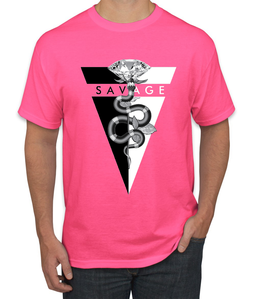 Savage Snake Diamant Tropf Dreieck Hype Streetwear Herren Hip Hop T-Shirt - Bild 15 von 24