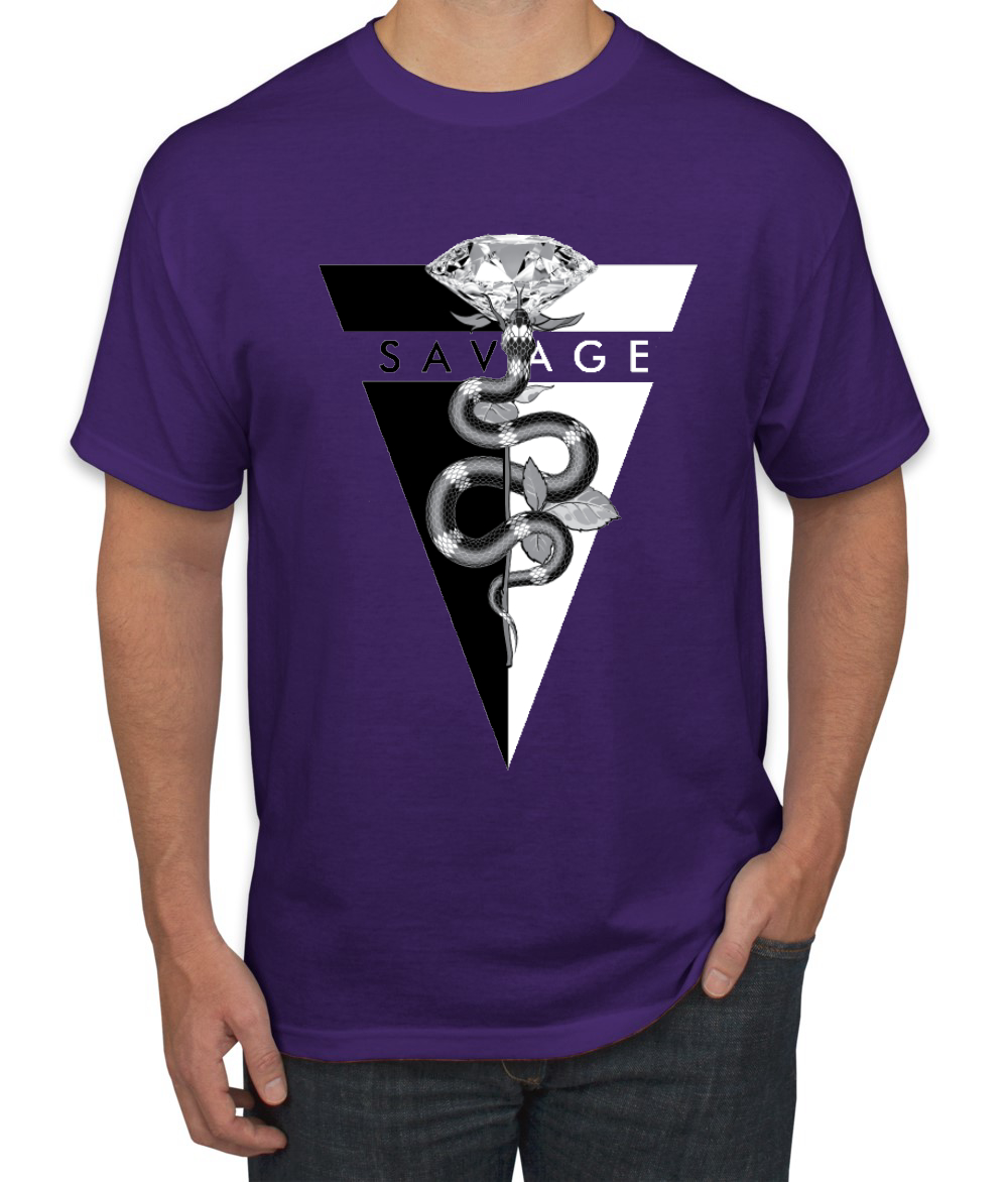 Savage Snake Diamant Tropf Dreieck Hype Streetwear Herren Hip Hop T-Shirt - Bild 18 von 24
