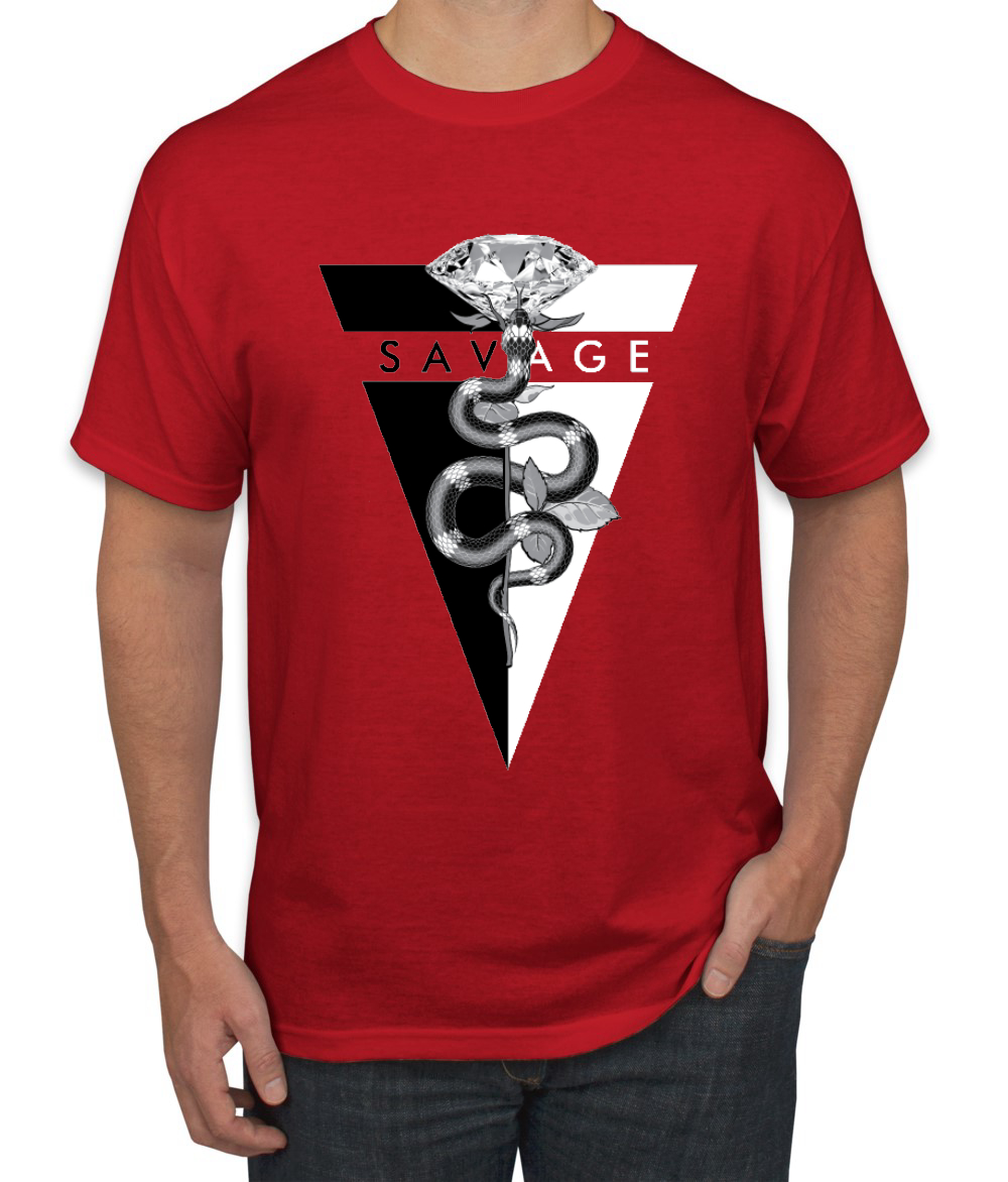 Savage Snake Diamant Tropf Dreieck Hype Streetwear Herren Hip Hop T-Shirt - Bild 19 von 24